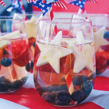 Red White and Blue Sparkling Sangria right close up front