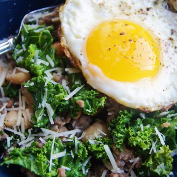 Kale-Bean-and-Sausage-Skillet-perfect-egg-shot