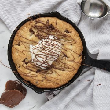 Nutella Stuffed Skillet Cookie