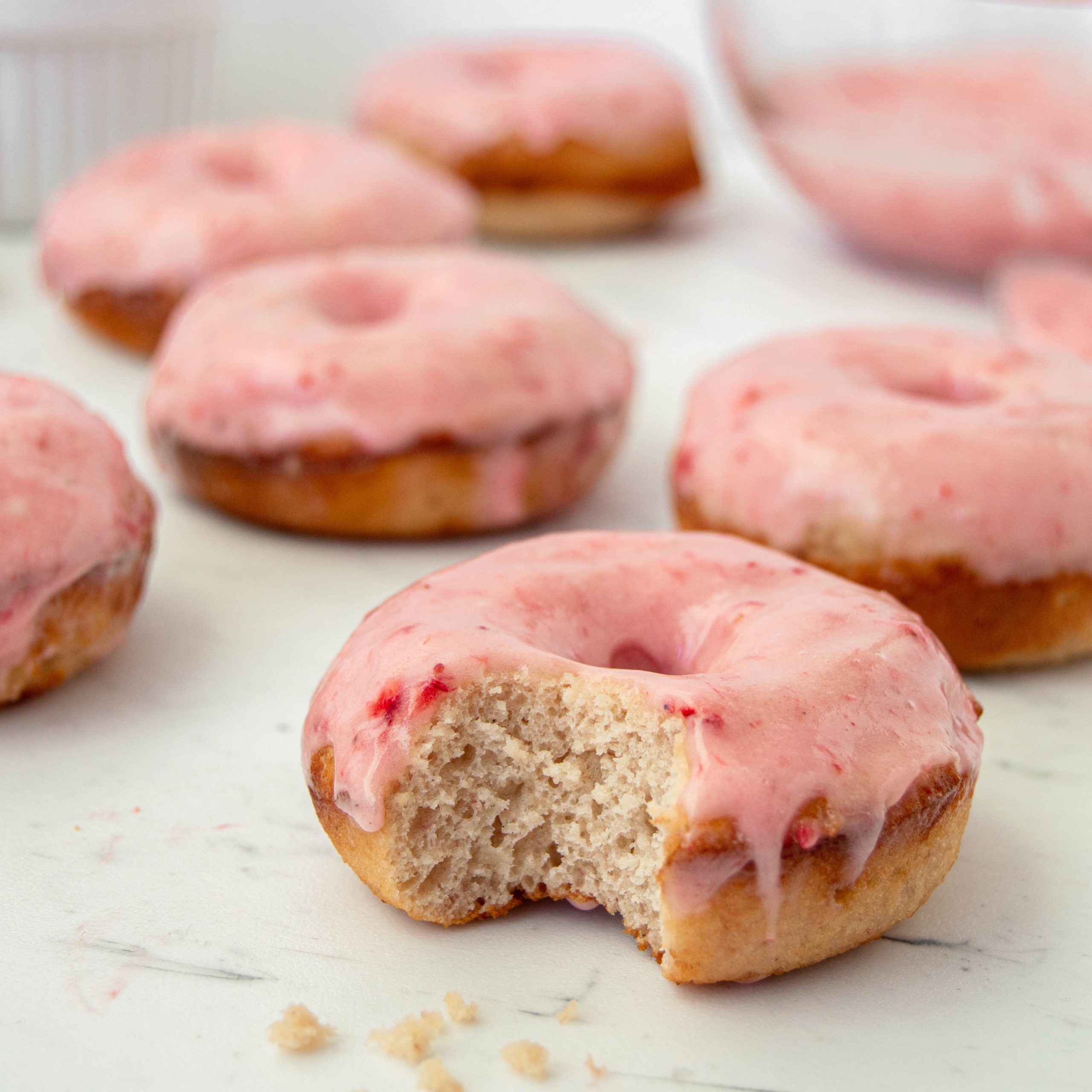 30 Minute Baked Strawberry Donuts bite