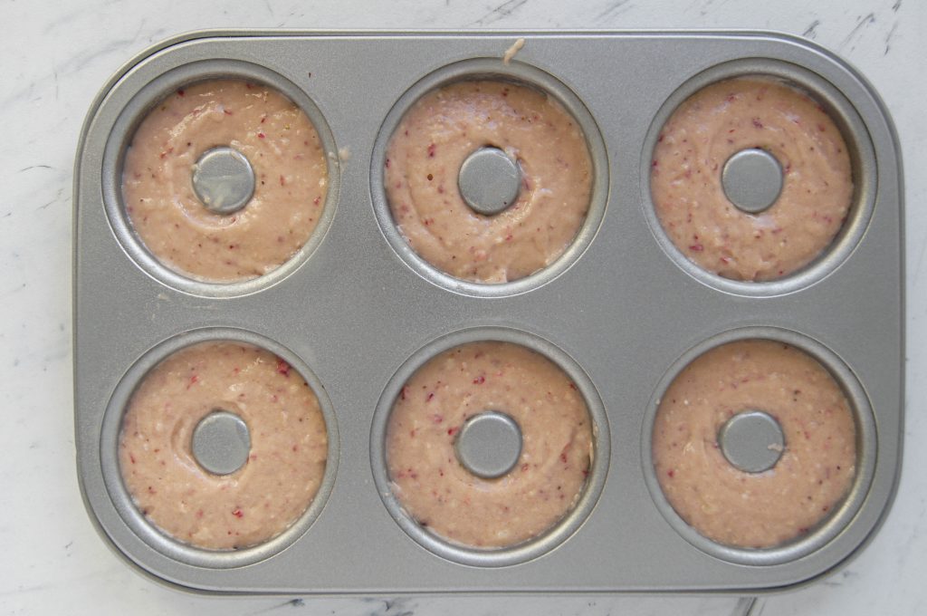 30 Minute Baked Strawberry Donuts before baking in donut pan